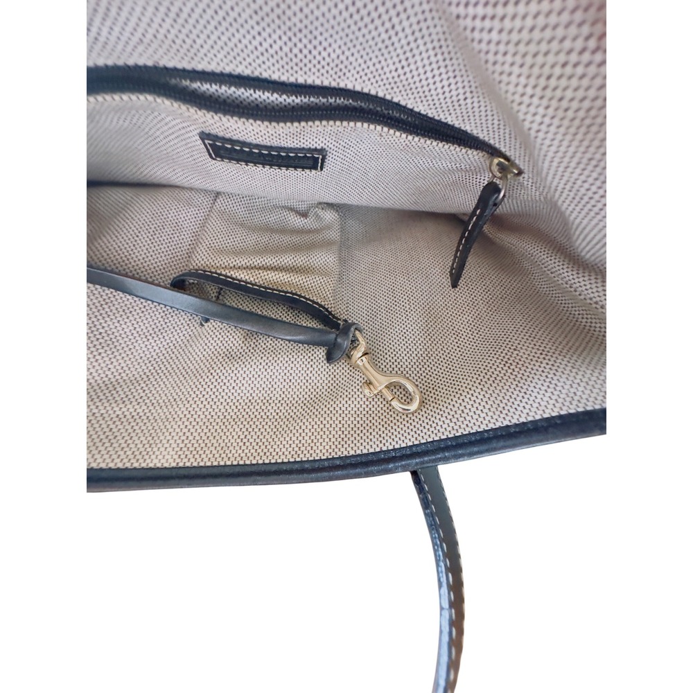 Dooney Bourke Black Signature Monogram Canvas Leather Trim Tote Bag - Picture 10 of 14